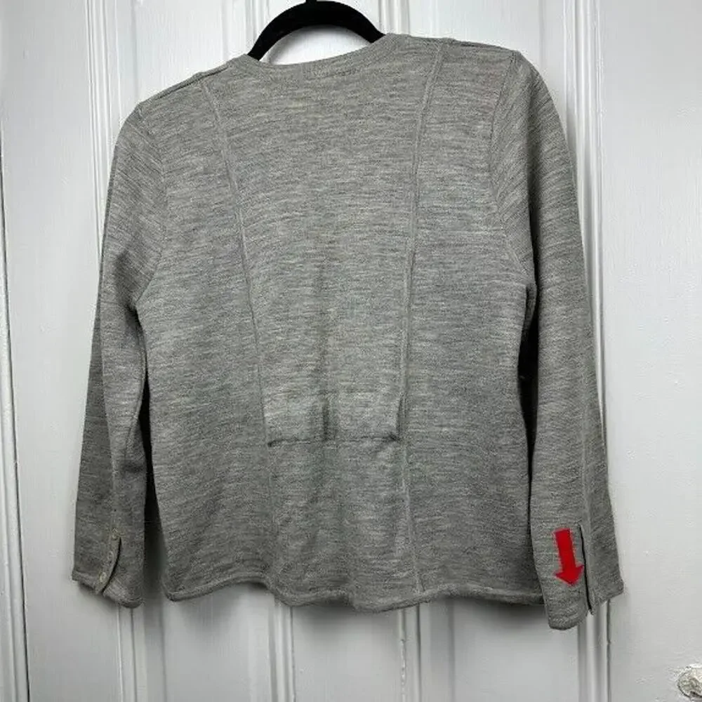 BCBG Maxazria Sweater Womens Medium Gray Wool Merino Open Front Cardigan